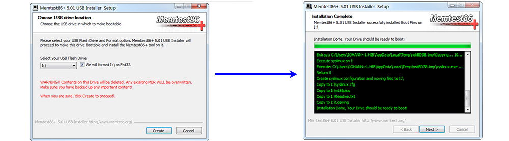 Memtest86 USB-Installer – Bootfähigen USB-Stick erstellen zur Speicherdiagnose.