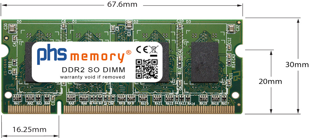 Arbeitsspeicher DDR2 RAM SO-DIMM 200Pin Maße