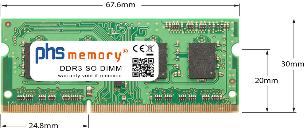 Arbeitsspeicher DDR3 RAM SO-DIMM 204Pin Maße